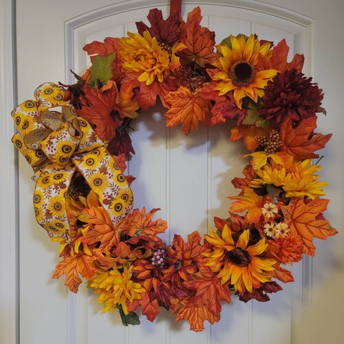 Fall Sunflower Wreath, Farmhouse Wreath, Autumn Wreath, Home Decor, Housewarming, Rustic Decor, shops Wreath for Front Door