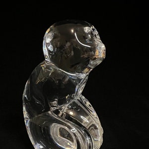 Katherine DeSousa for Val St. Lambert Crystal Monkey Sculpture with Curled Tail