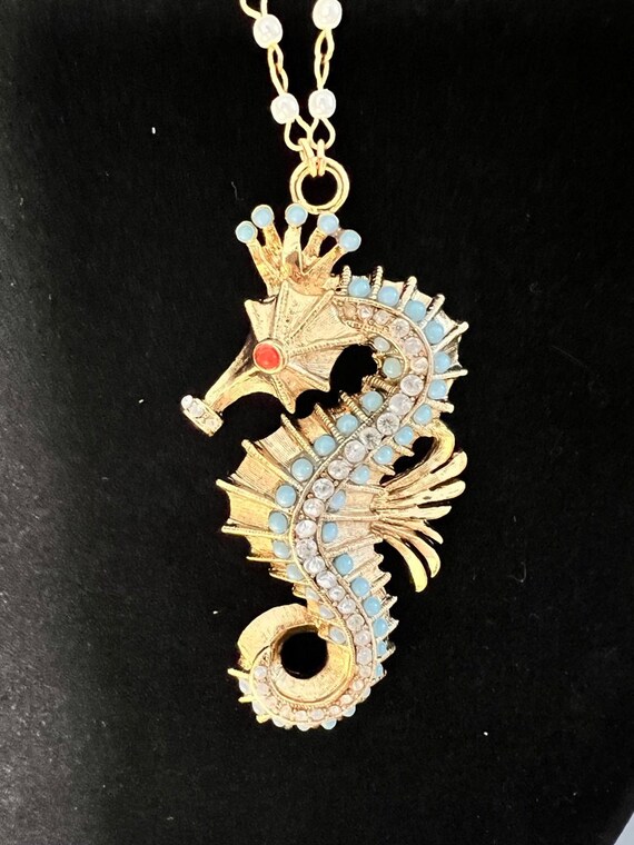 Vintage Seahorse Necklace Rare Hattie Carnegie St… - image 5