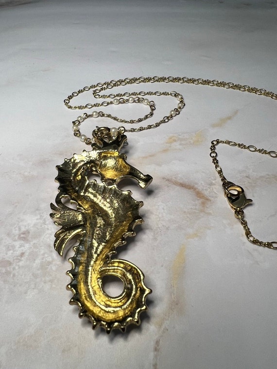 Vintage Seahorse Necklace Rare Hattie Carnegie St… - image 7