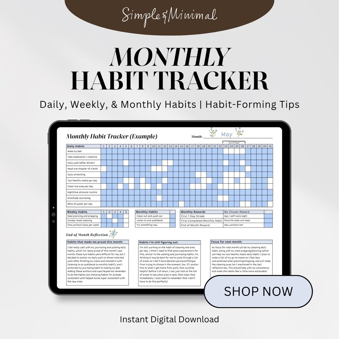 Monthly Habit Tracker Digital Template | ADHD & Neurodivergent-friendly ...