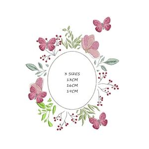 Monogram butterfly Frame embroidery designs - butterfly embroidery design machine embroidery - Flowers wreath embroidery  - instant download