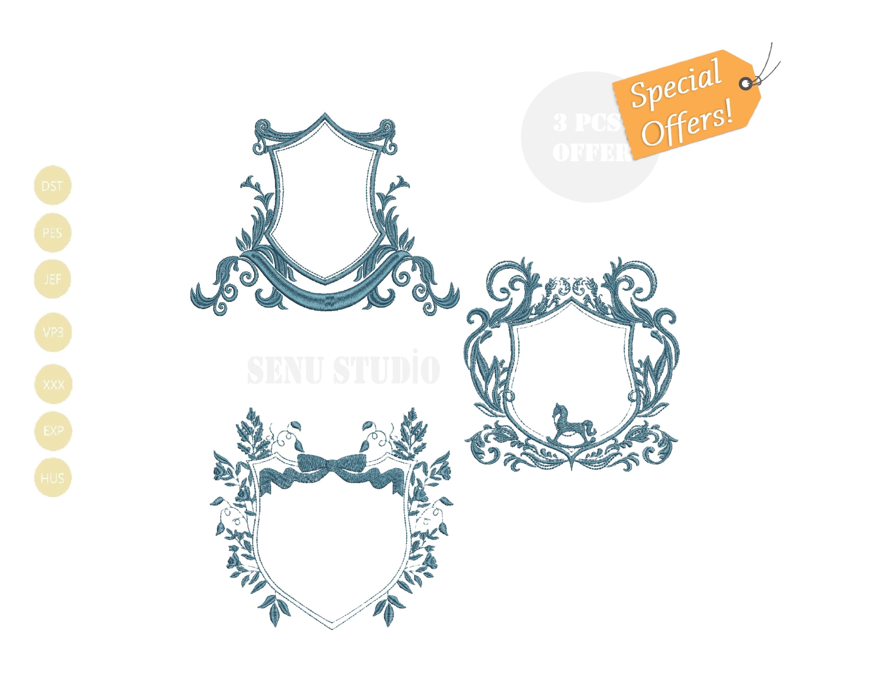 Blank Rococo Letter 3 PCS Antique Rococo Blank Monogram Machine Embroidery, Royal Fancy ...