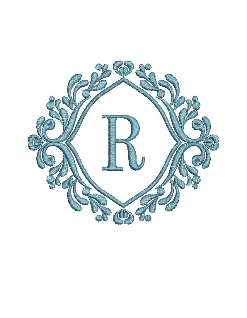 Blank Rococo Card Antique Rococo Frame Embroidery Design, Blank Monogram (instant ...