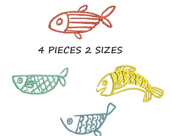 Disegno per ricamo di un pesce, file digitale scaricabile immediatamente.
