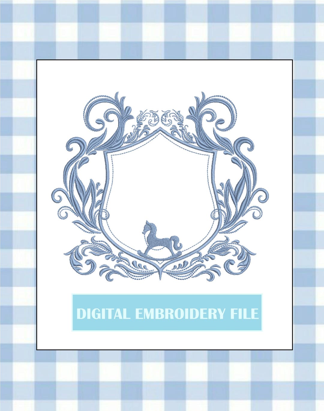 Blank Rococo Card Antique Rococo Blank Monogram Machine Embroidery, Royal Horse ...