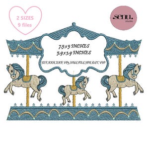 Carousel Horse Machine Embroidery Design, Boy Horse Embroidery File, Machine Embroidery for Boys 2 sizes, Instant Download