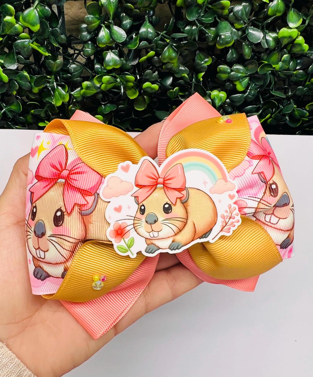 Capybara Hair Bow: Handmade Ribbon Alligator Clip - Etsy