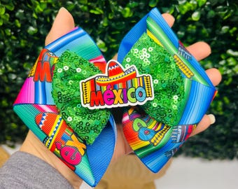 5" Mexican Hair Bow: Cinco de Mayo, Elotes, and Flag