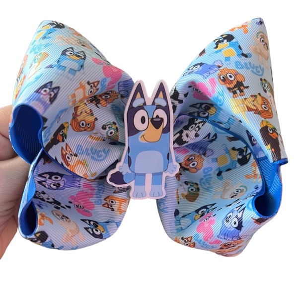 bluey dog hair bow - bingo dog hair bow- Pigtail bluey hair dog- toddler and little girls hair bow-