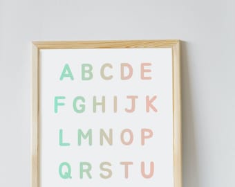Alphabet, Numbers, Colors and Shapes Kids Wall Art Digital Download