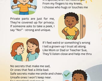 My Body Belongs to Me - Kids Body Safety Poster and Activity Worksheet