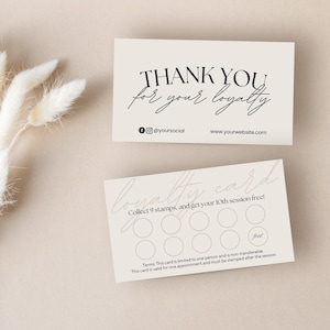 Mall för neutral kundlojalitetskort i Canva för företag i beige (digital nedladdning)