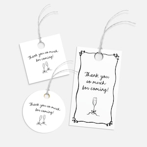 Printable Favor Tags for Bridal Shower She&#39;s Tying The Knot Hens Party Black Bow Coquette Wavy Bridal Shower Thank You Favor Tags Template