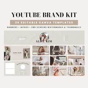 Beige YouTube Brand Kit: Modern Canva Templates (Digital Download)