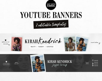 Lifestyle Vlogger YouTube Banner: Polaroid Style Canva Template