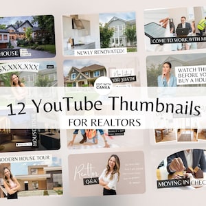 Youtube Thumbnails Realtors, Youtube for Real Estate, Neutral Modern Youtube Thumbnails, Youtube Channel Thumbnail Templates Canva Luxury