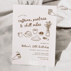 Home Cafe Birthday Invitation Canva Template, Cozy Apartment Coffee Shop Party Invite (Digital Download)