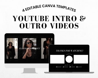Black YouTube Intro & Outro Video Templates for Canva
