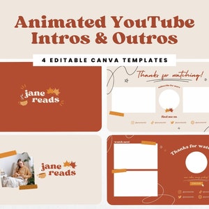 Youtube Outro Template Aesthetic, Autumn Youtube Intro and Outro, Animated Youtube Intro Video, Youtube Intro Outro Video Template Canva