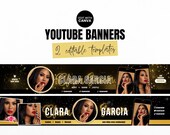 Black and Gold YouTube Banner Template: Canva Social Media Kit