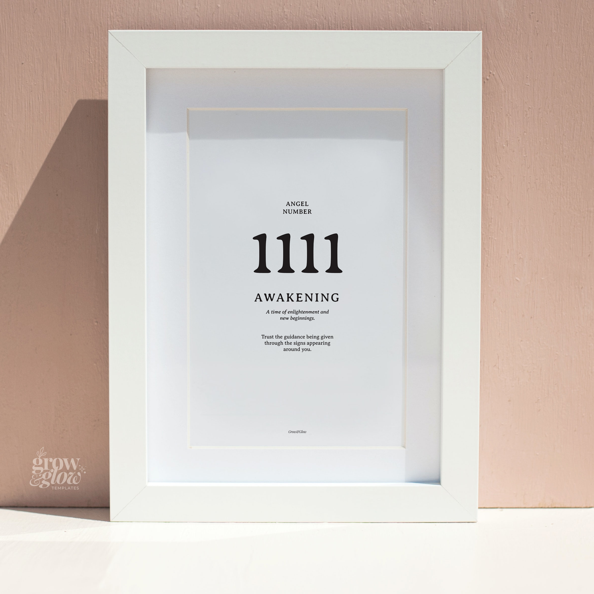 1111 Angel Number Print: Minimalist Spiritual Awakening Wall Art