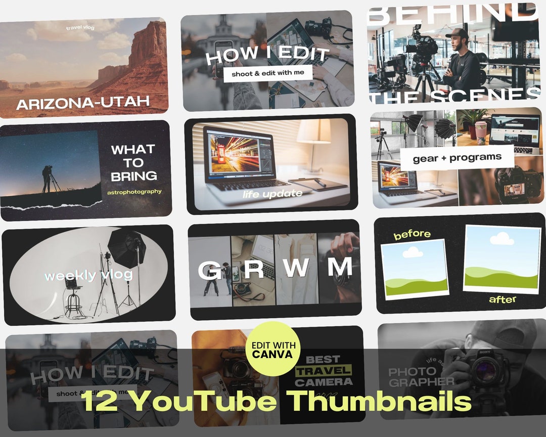 Modern Youtube Thumbnail Templates Canva, Minimal Youtube Thumbnails for Men, Youtube Thumbnails