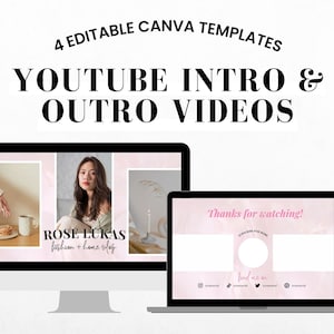 Pink Youtube Intro and Outro Template Canva, Youtube Intro and Outro Pink Video, Youtube End Card Pink, Pink Aesthetic Youtube Intro Outro