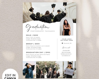 Graduation Photography Flyer Template Canva, Photographer Promotional Flyer, Photographer Session Flyer, Student Photography Sessions Flyer
