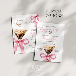 Espresso Martini And Bows Invite Template Bachelorette Party A Tini Bit Closer to Happy Ever After Espresso Martini Bridal Shower Invitation