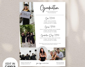 Graduation Photography Flyer Template Canva Photographer Flyer and Price Card, Photography Session Flyer, Student Photography Sessions Flyer
