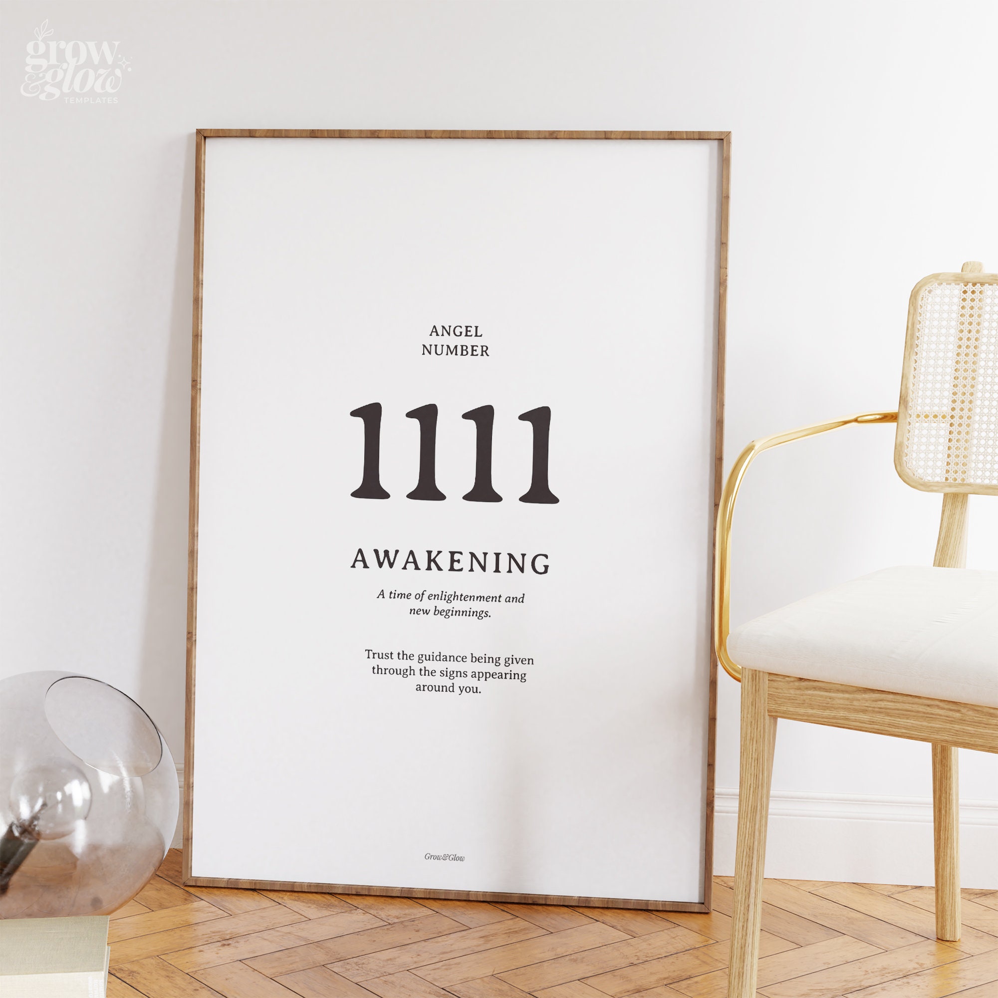 1111 Angel Number Print: Minimalist Spiritual Awakening Wall Art
