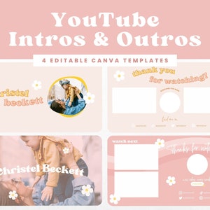 Youtube Intro bewerkbaar, Intro Youtube Template Canva, Youtube Intro Outro Kit, Roze Oranje Youtube Canva Template, Youtube Kanaal Intro