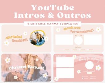 Youtube Intro Editable, Intro Youtube Template Canva, Youtube Intro Outro Kit, Pink Orange Youtube Canva Template, Youtube Channel Intro