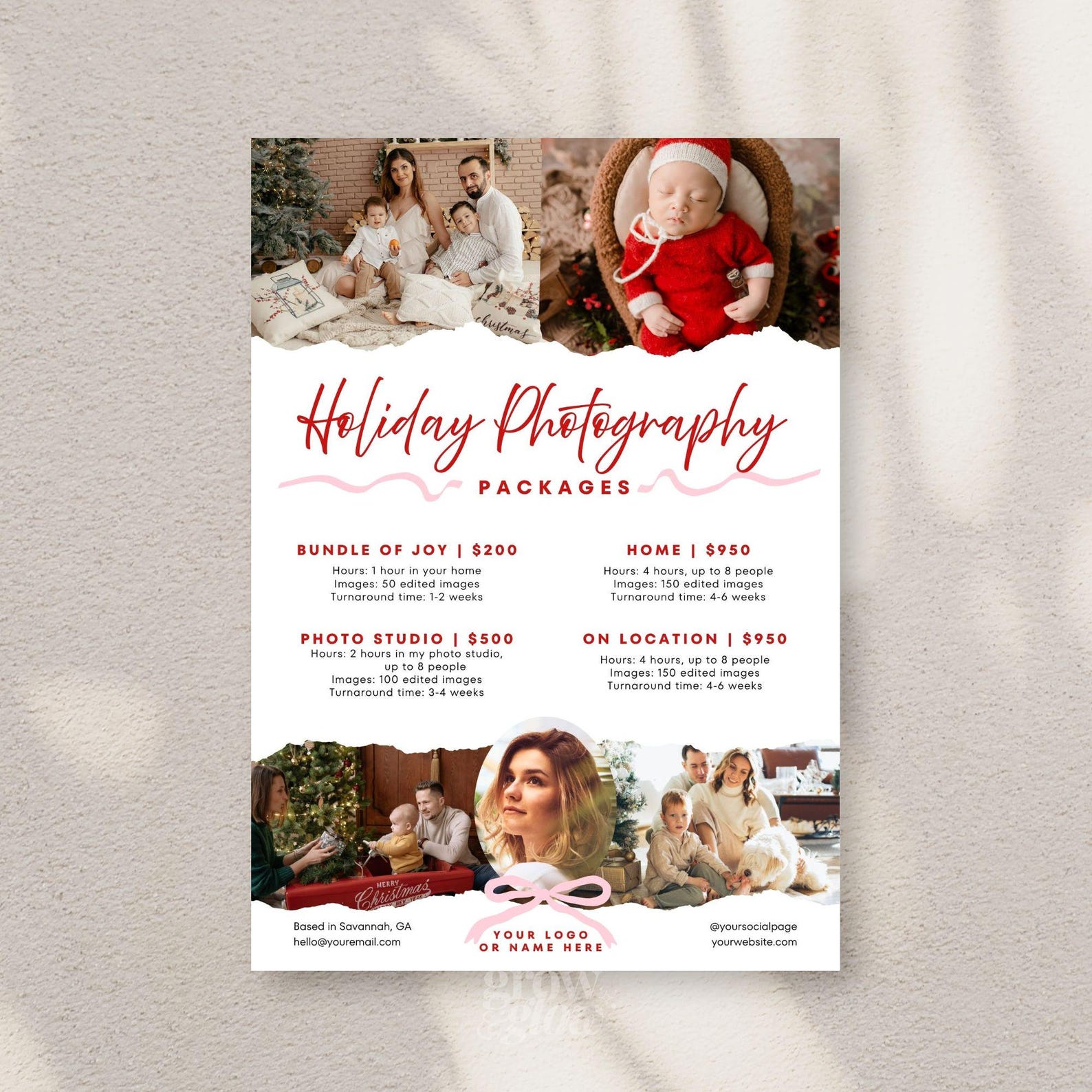 Christmas Photoshoot Flyer Template Canva Family Photography Service christmas-photoshoot-flyer-template-canva-family-photography-service