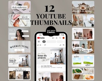 Plantillas de miniaturas de YouTube de Canva: Diseño minimalista y neutral para canales