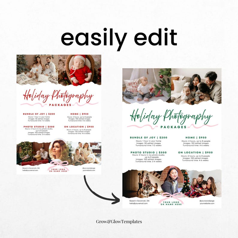 Christmas Photoshoot Flyer Template Canva Family Photography Service christmas-photoshoot-flyer-template-canva-family-photography-service