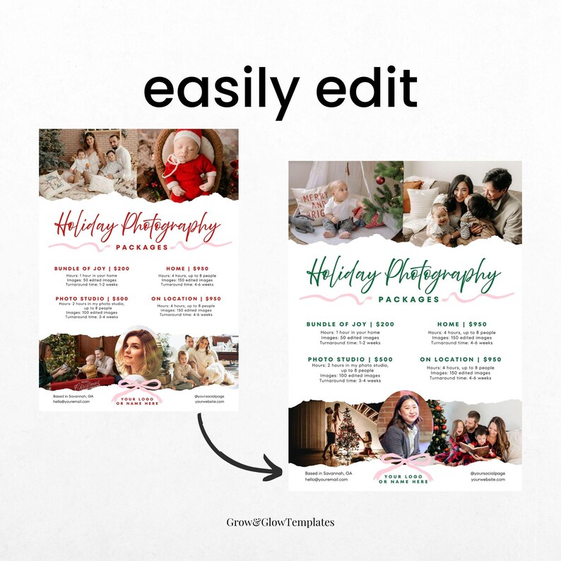 Christmas Photoshoot Flyer Template Canva Family Photography Service Christmas Photoshoot Flyer Template Canva Family Photography Service