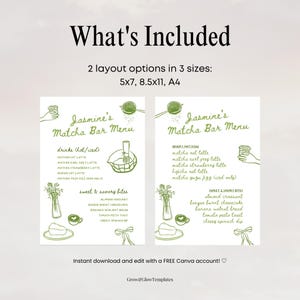 Hand Drawn She Found Her Perfect Matcha Menu Canva Template, Whimsical Matcha Menu Home Cafe Party (Digital Download) image 5
