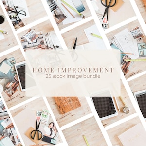 Pacote de fotos de estoque plano de melhoria de casa / 27 fotos de design de interiores / fotos de bricolage e renovação de casa para mídias sociais
