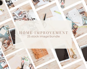 Home Improvement Flat Lay Stock Photo Bundle / 27 Interior Design Shots / DIY & Home Renovation Stock Photos for Social Media