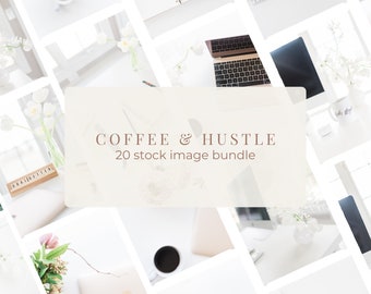Coffee And Hustle Stock Bundle / 20 Minimalistic Workplace & Coffee Stock Images / Perfect Social Media Photos for Your Business