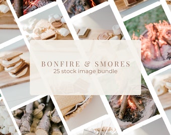 Cozy Autumn Campfire Stock Photo Bundle | 25 Bonfire & S’mores Images for Fall Marketing and Digital Products
