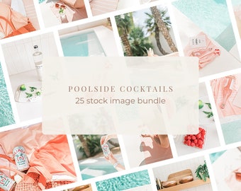 Poolside Cocktails Stock Photo Bundle | Summer Faceless Marketing Images | 25 Aesthetic Lifestyle Stock Photos | Instagram Photos