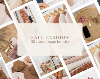 Fall Fashion Stock Bundle | 36 Autumn Outfit Images for Social Media and Blogs | Trendy Boots, Sweaters, and Hats Faceless Marketing