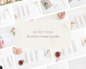 Quiet Time Bible Stock Photo Bundle | 20 Aesthetic Bible Reading, Tea, and Floral Images | Lifestyle Photos for Instagram Feed