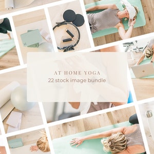 At Home Yoga Stock Photo Bundle / 22 Faceless Wellness Lifestyle Images / Authentic Yoga and Wellness Photography for Social Media