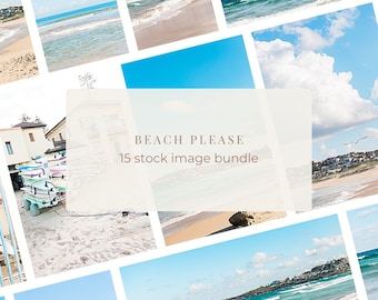 Beach Please Stock Photo Bundle / 15 Stunning Ocean and Sandy Beach Images / Authentic Coastal Photography for Digital Marketing
