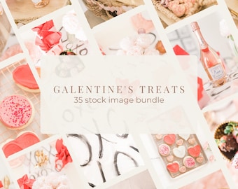 Galentine's Day Stock Image Bundle – 35 Valentine's Day Themed Social Media Photos, Feminine Styled Photography for Marketing & Branding