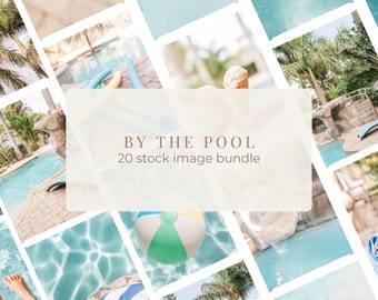 By The Pool Stock Bundle / 22 Summer-Themed Social Media Stock Photos / Fun Poolside & Palm Trees Images for Your Online Business